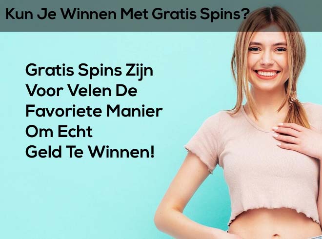 blije meisje met onderschrift: kan je echt geld winnen met gratis spins?